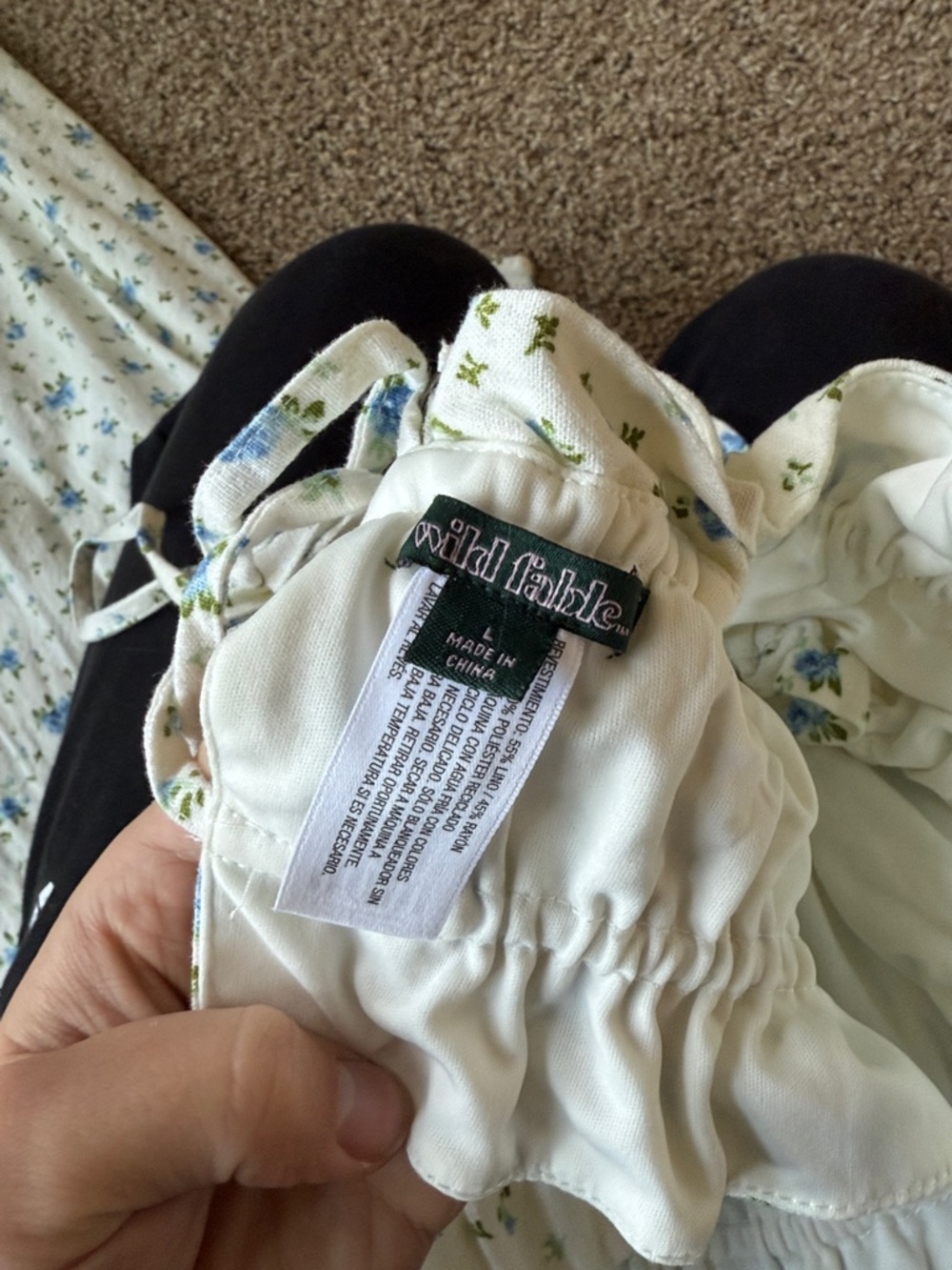 wild fable Cream Floral Two-Piece Skirt Set with Blue Floral Print - Picture 3 of 4